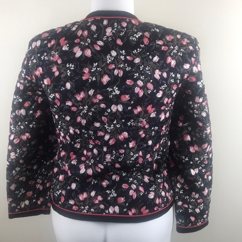 Vintage Boston Traveler Floral Quilted Jacket Black Pink 12 - Picture 4 of 16